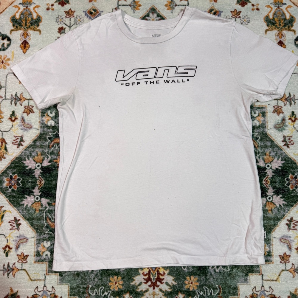 Vans Off The‎ Wall White Graphic Logo T Shirt Mens Medium